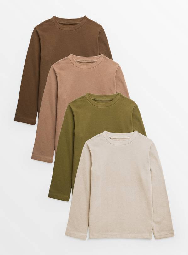 Neutral Waffle Long Sleeve Tops 4 Pack 6 years